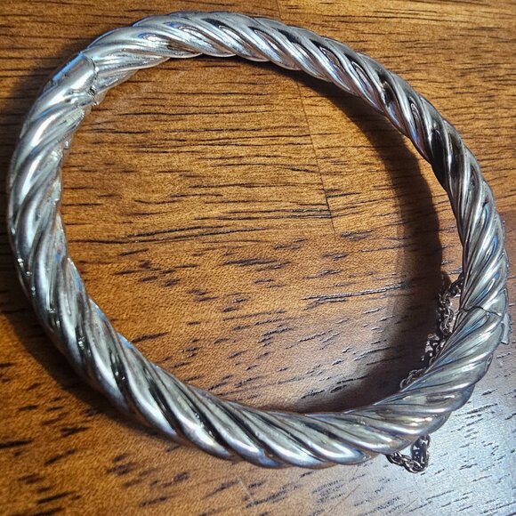 Sterling silver rope chain hinged bracelet - Picture 1 of 7